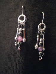 18 Silver Hematite Amethyst Earrings